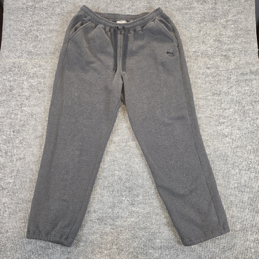 Puma SportLifestyle Men's Gray Fleece Sweatpants Joggers Size XL Drawstring